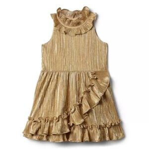 NWT Janie and Jacks Gold Metallic Plisse Dress